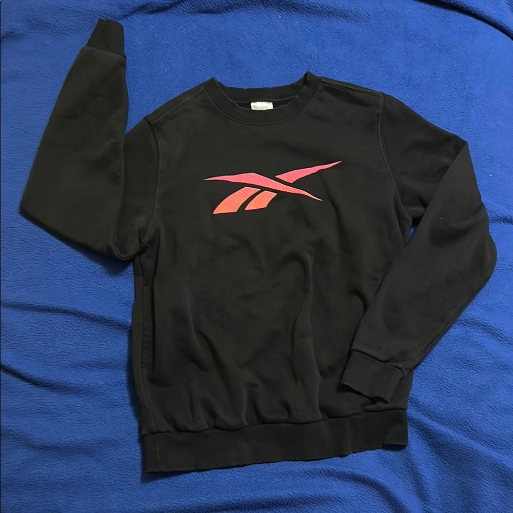 Reebok Men's Black Sweater with Pink Logo